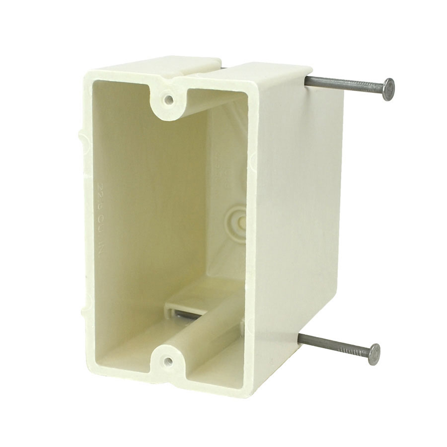 ALI 1099-N SINGLE-GANG SWITCH & OUTLET FIBERGLASS NAIL ON BOX NEW CONSTRUCTION 22.5 CUBIC INCHES THERMOSET BOX