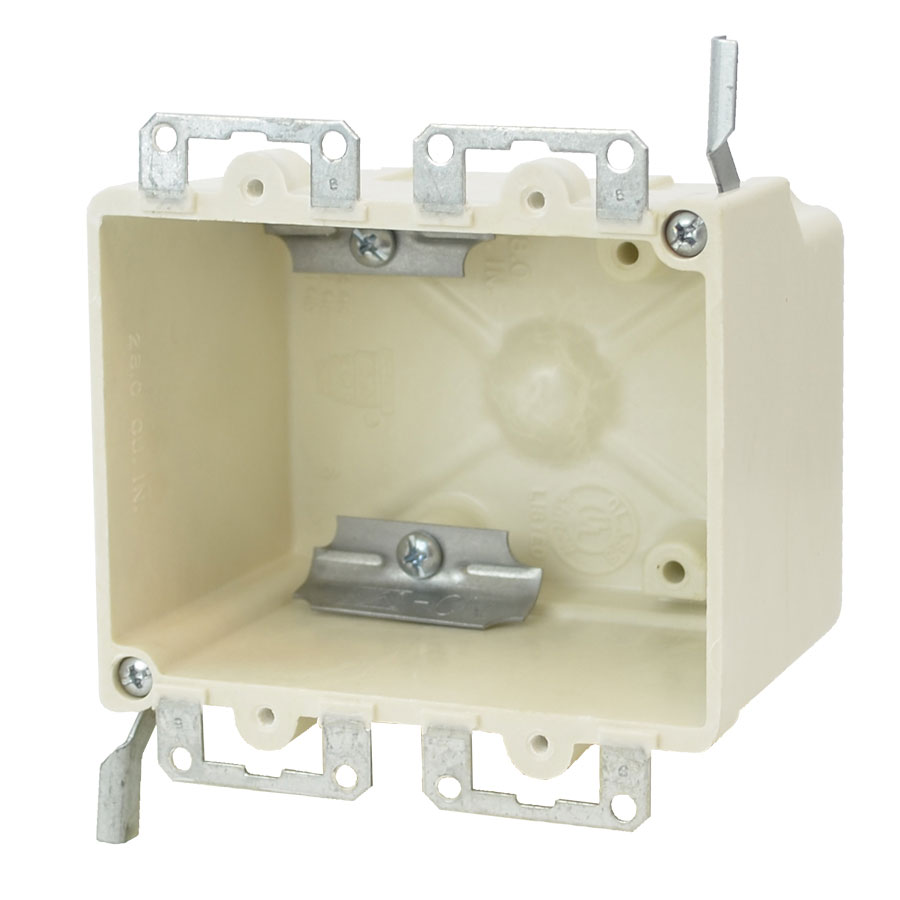 9312-EWC2 Two gang electrical box with metal ears wing brackets wire clamps
