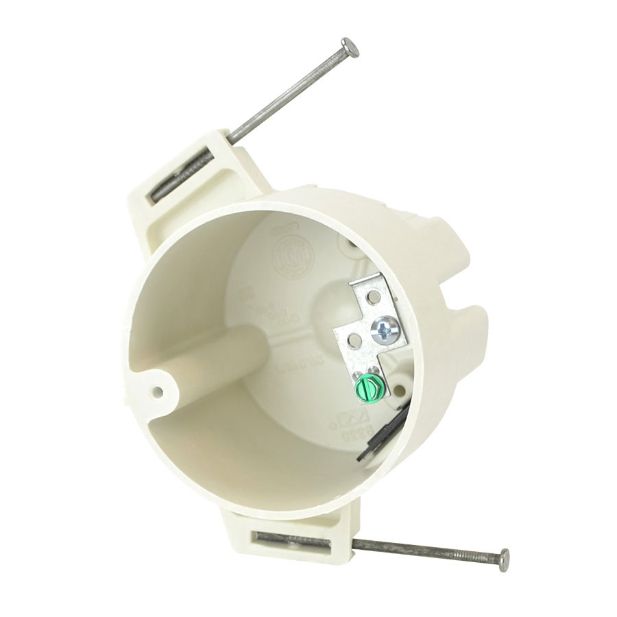 9335-NGK 35 round fixture support box with nails ground strap