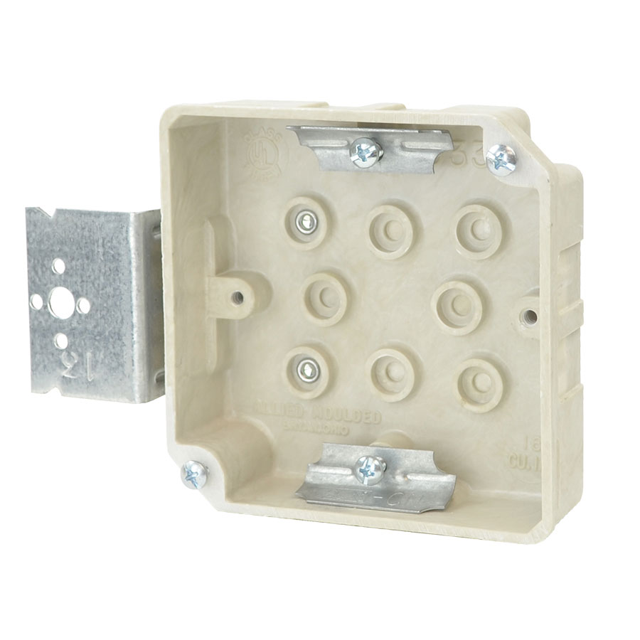 9339-Z+1C2 4 square inch junction box with Z hanger bracket wire clamps