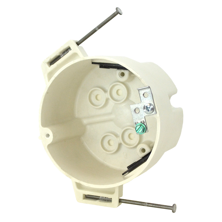 9352-NGK 4 round fixture support box with nails ground strap