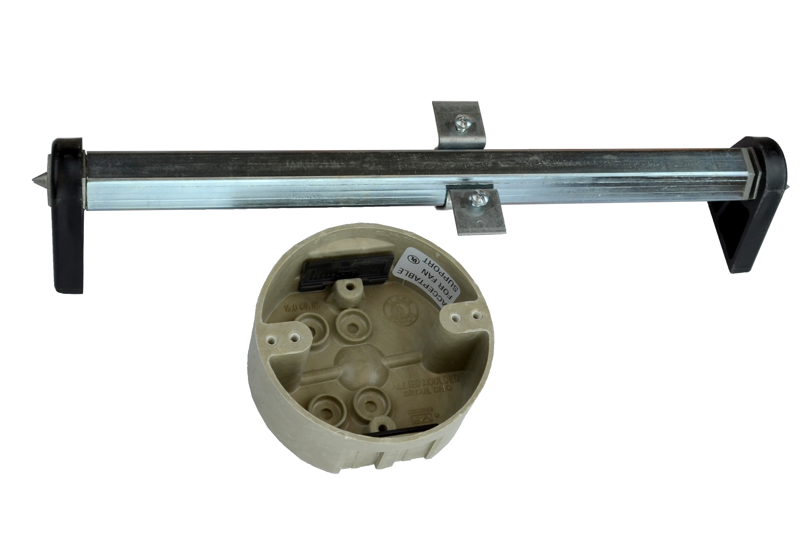 9364-FRBKOW 4 round old work fan support box with adjustable bar hanger