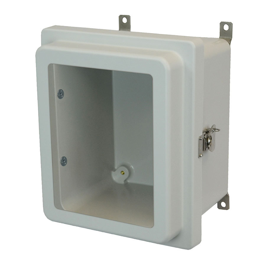 AM1084RTW Fiberglass enclosure with raised hinged window cover and twist latch