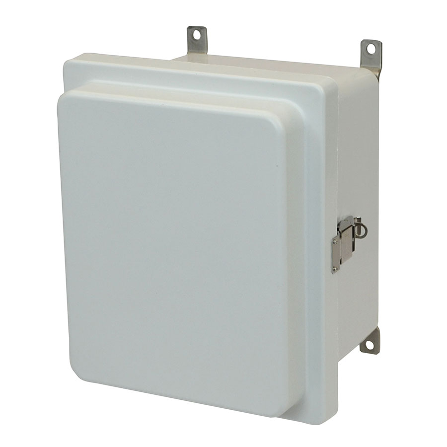 AM1086RL Fiberglass enclosure with raised hinged cover and snap latch