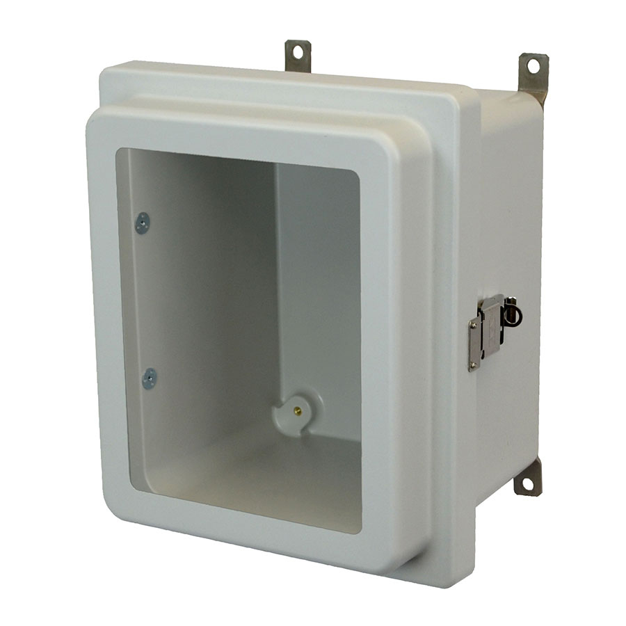 AM1086RLW Fiberglass enclosure with raised hinged window cover and snap latch