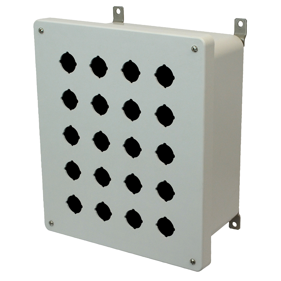 AM1206P20 Fiberglass enclosure with 4screw liftoff cover and 20 pushbutton holes