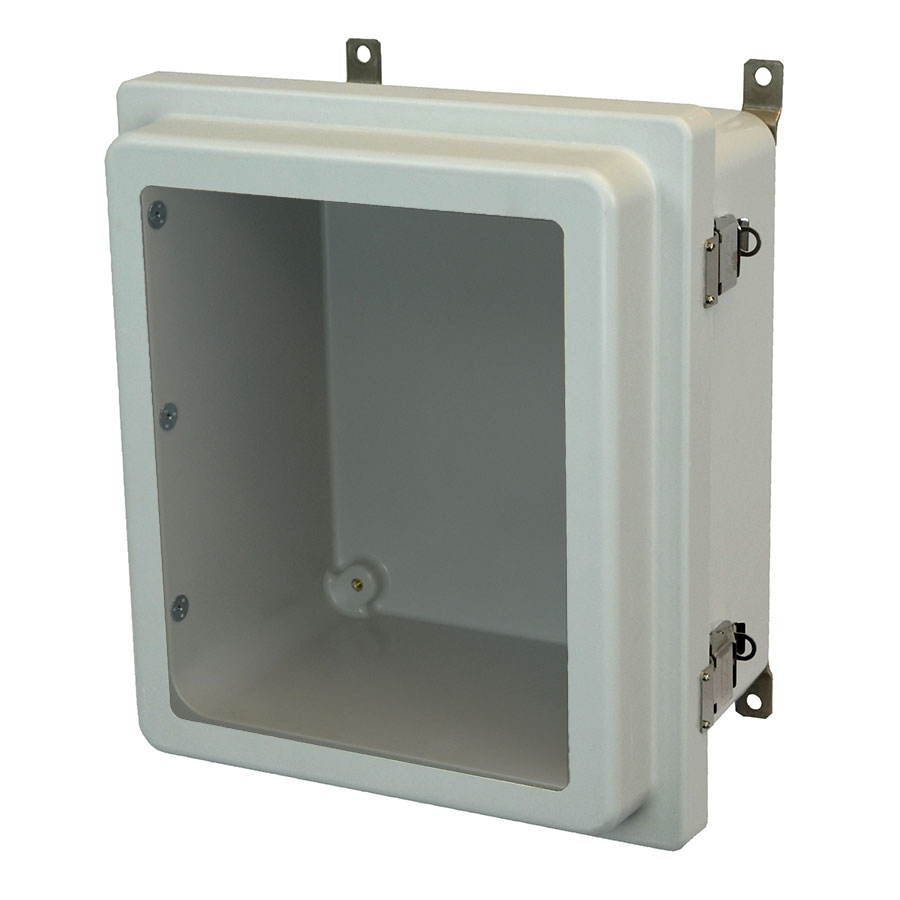 AM1206RLW Fiberglass enclosure with raised hinged window cover and snap latch