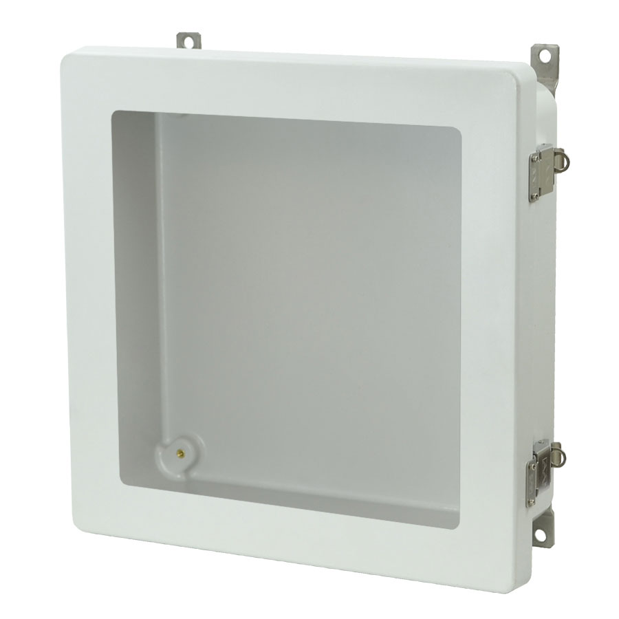 AM1224LW Fiberglass enclosure with hinged window cover and snap latch