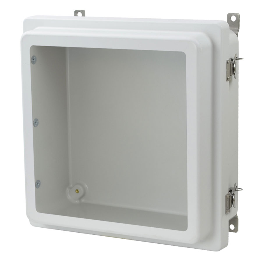 AM1224RTW Fiberglass enclosure with raised hinged window cover and twist latch