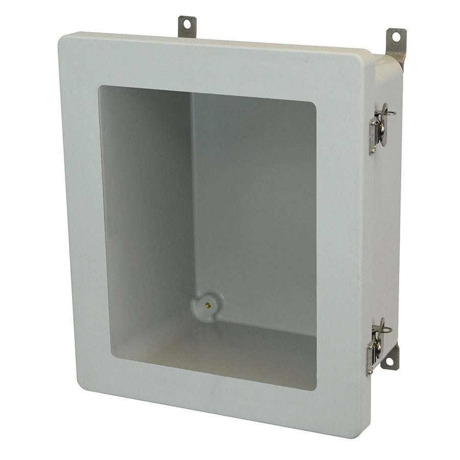 AM1426TW Fiberglass enclosure with hinged window cover and twist latch