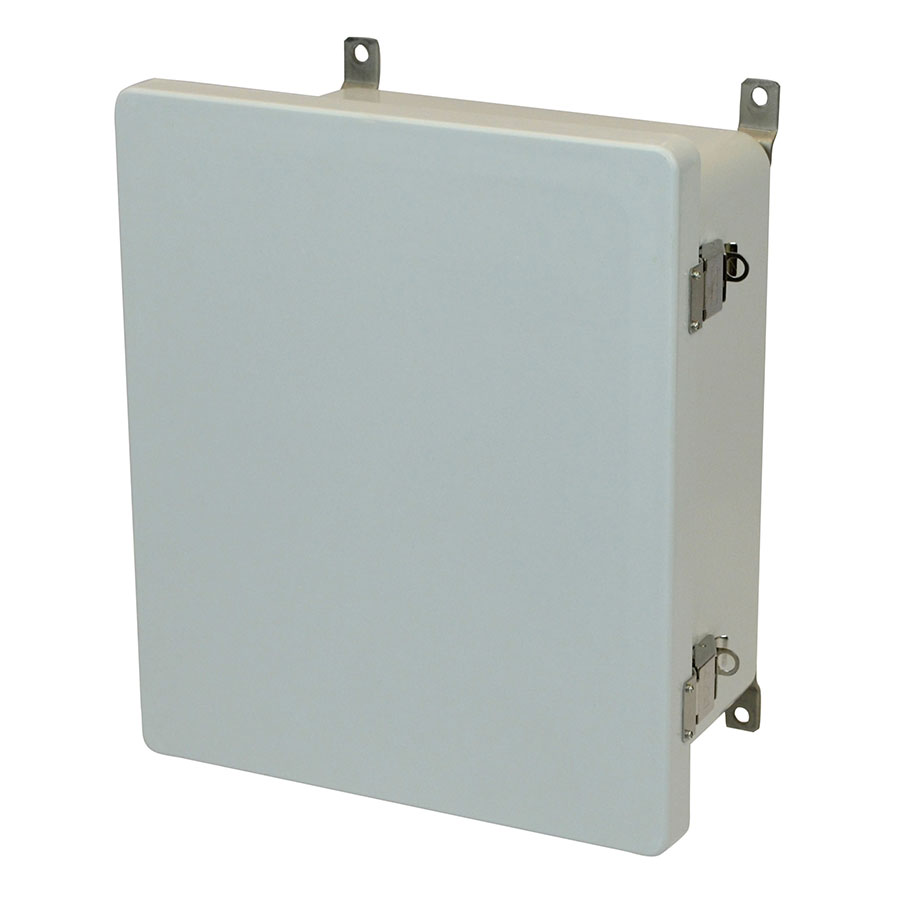 AM1648L Fiberglass enclosure with hinged cover and snap latch