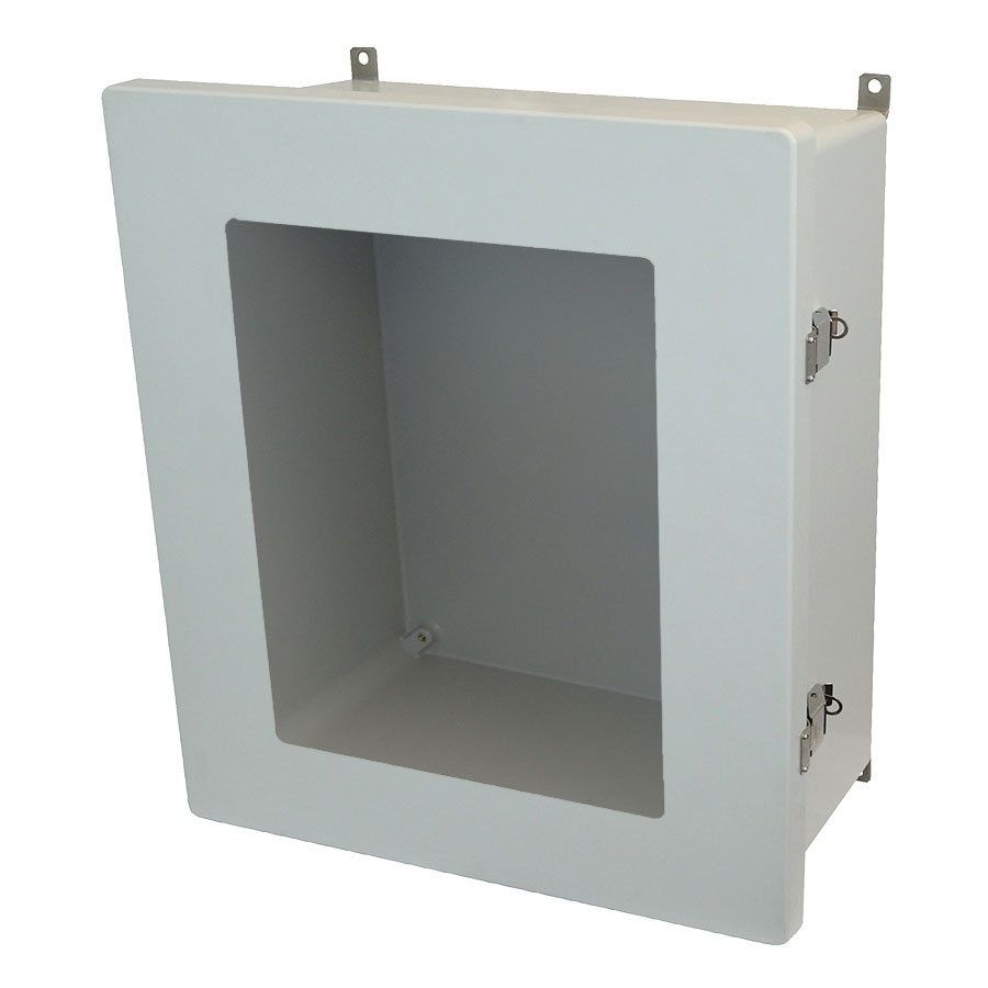 AM1868LW Fiberglass enclosure with hinged window cover and snap latch