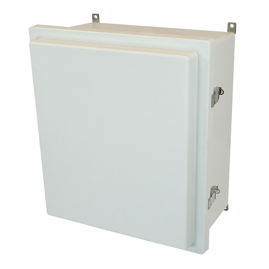 AM1868RL Fiberglass enclosure with raised hinged cover and snap latch