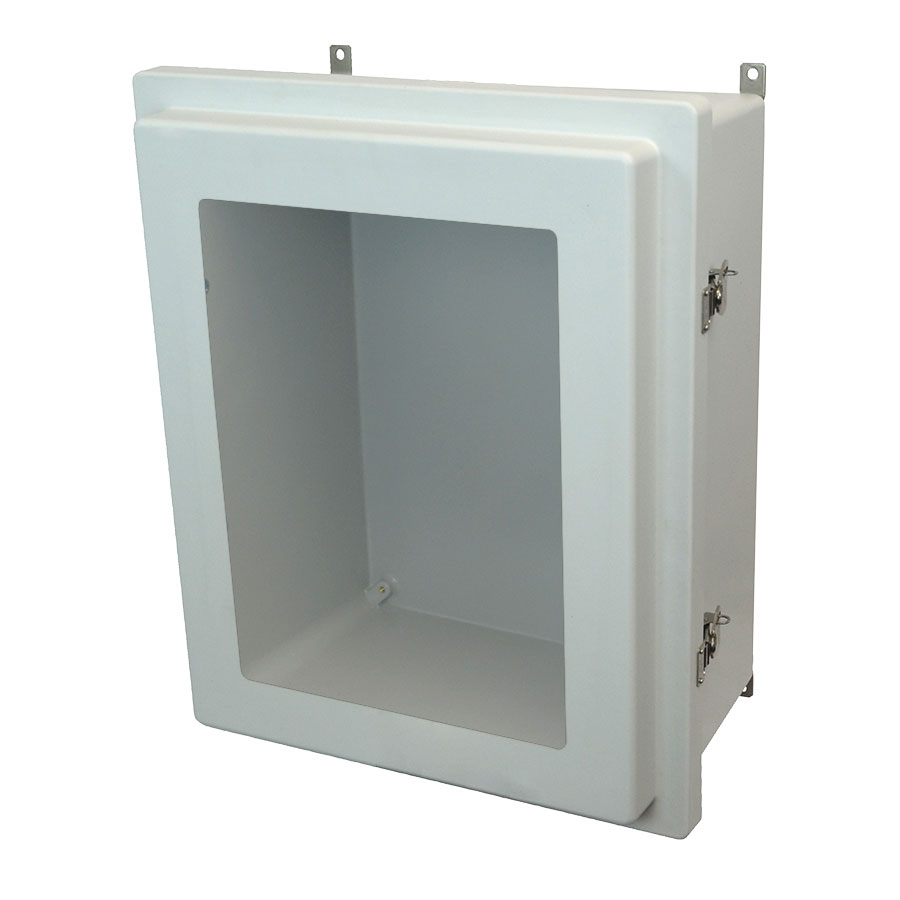AM2068RTW Fiberglass enclosure with raised hinged window cover and twist latch