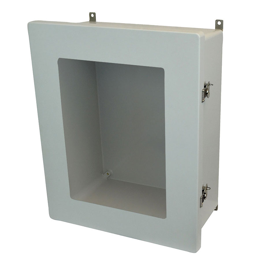 AM2068TW Fiberglass enclosure with hinged window cover and twist latch