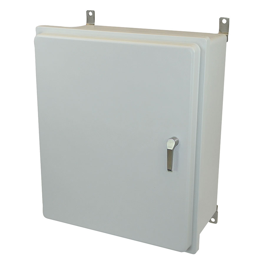 AM24200R3PT Fiberglass enclosure with raised hinged cover and 3point handle