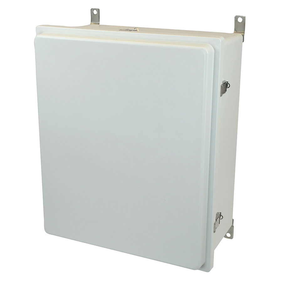 AM24200RL Fiberglass enclosure with raised hinged cover and snap latch