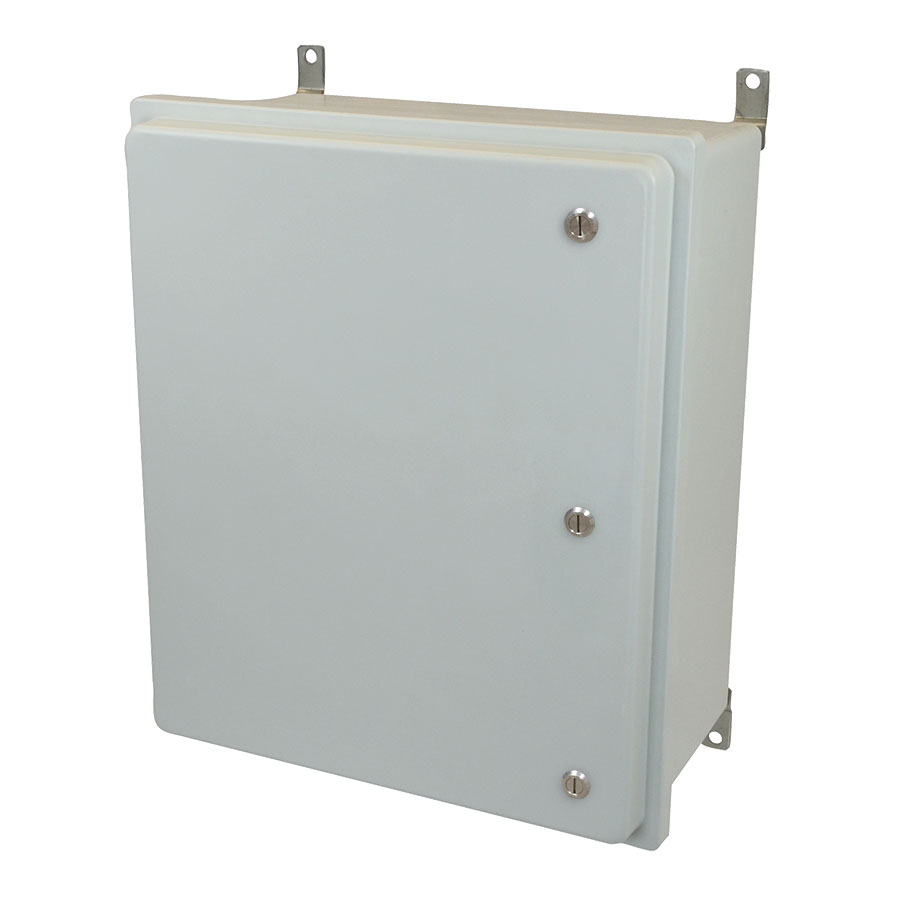 AM24200RQT Fiberglass enclosure with raised hinged cover and quarterturn latch