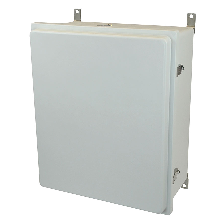 AM24208RL Fiberglass enclosure with raised hinged cover and snap latch