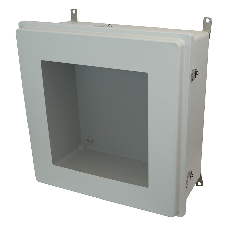 AM24240RLW Fiberglass enclosure with raised hinged window cover and snap latch