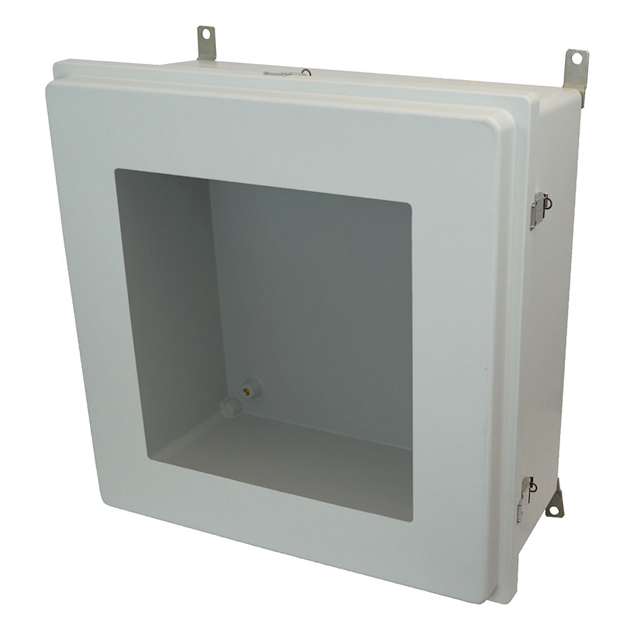 AM24248RLW Fiberglass enclosure with raised hinged window cover and snap latch