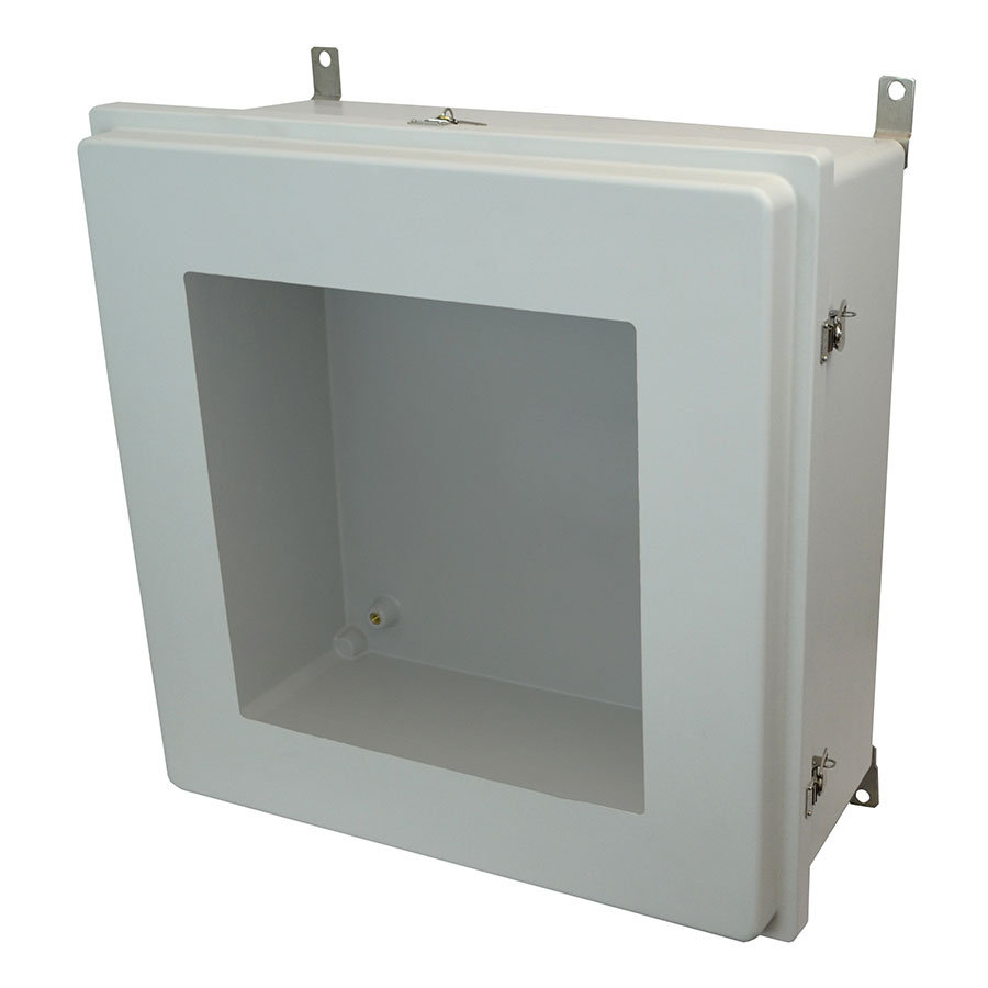 AM24248RTW Fiberglass enclosure with raised hinged window cover and twist latch