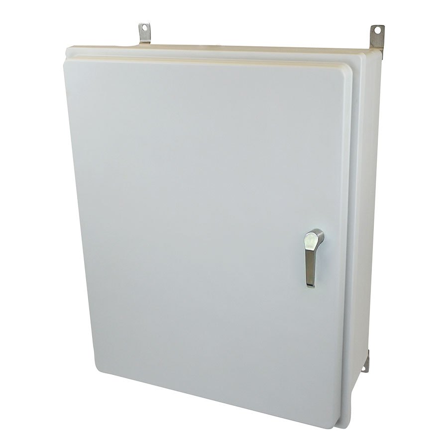 AM30240R3PT Fiberglass enclosure with raised hinged cover and 3point handle