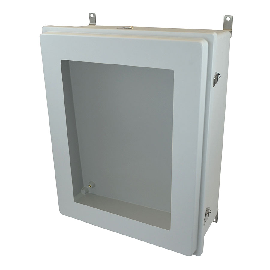 AM30240RLW Fiberglass enclosure with raised hinged window cover and snap latch