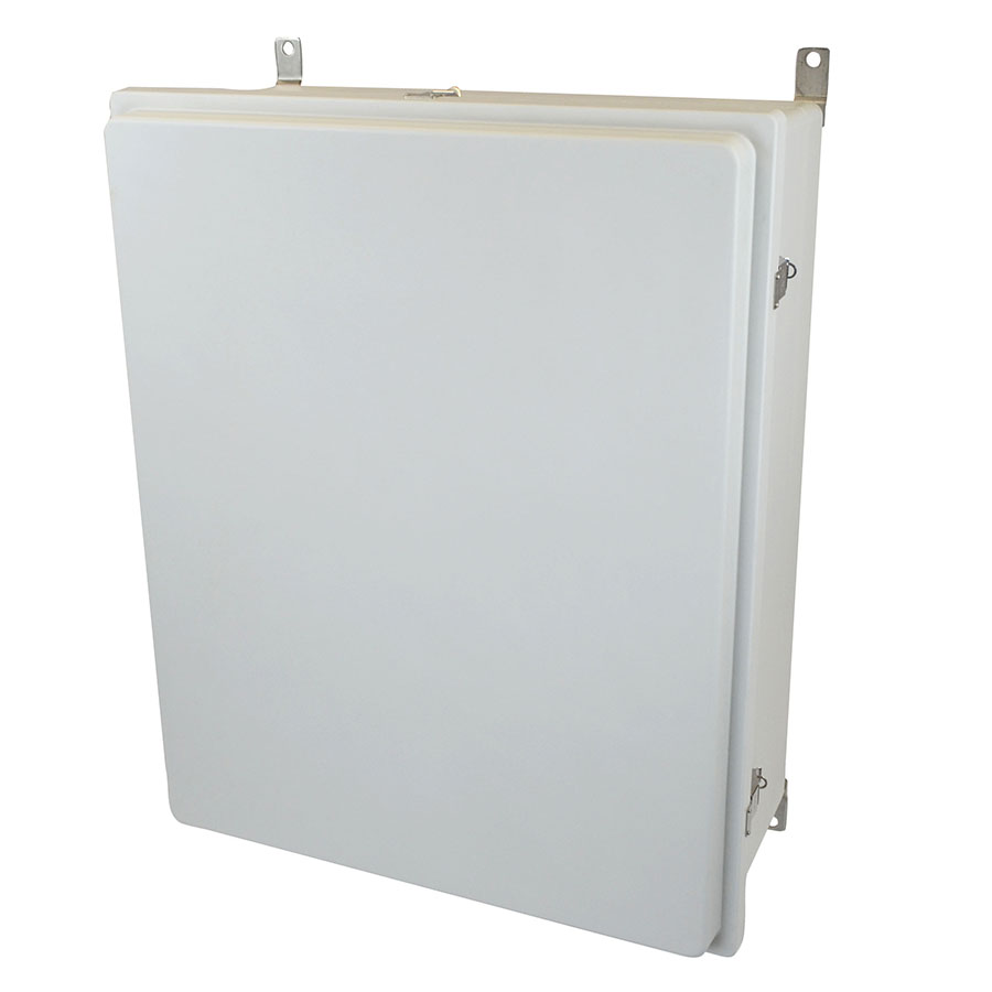 AM30248RL Fiberglass enclosure with raised hinged cover and snap latch