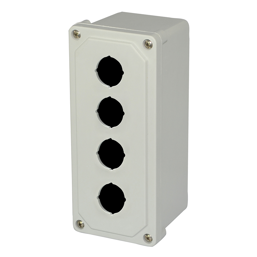 AM4PB Fiberglass small junction box with 4screw liftoff cover and 4 pushbutton holes