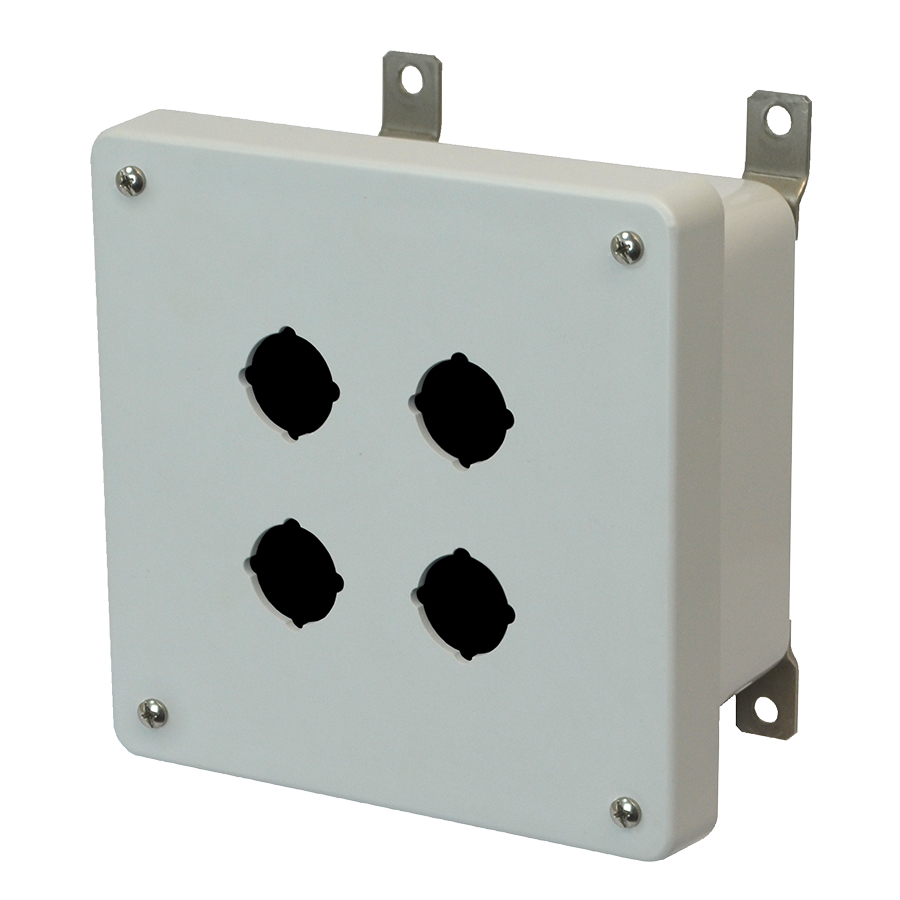 AM664P4 Fiberglass enclosure with 4screw liftoff cover and 4 pushbutton holes