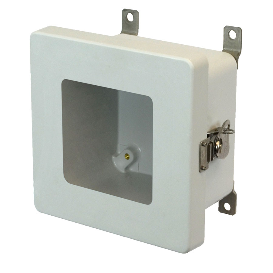 AM664TW Fiberglass enclosure with hinged window cover and twist latch