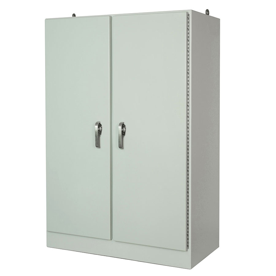 AM724925FSDD Fiberglass free standing doubledoor enclosure with hinged cover and 3point handle