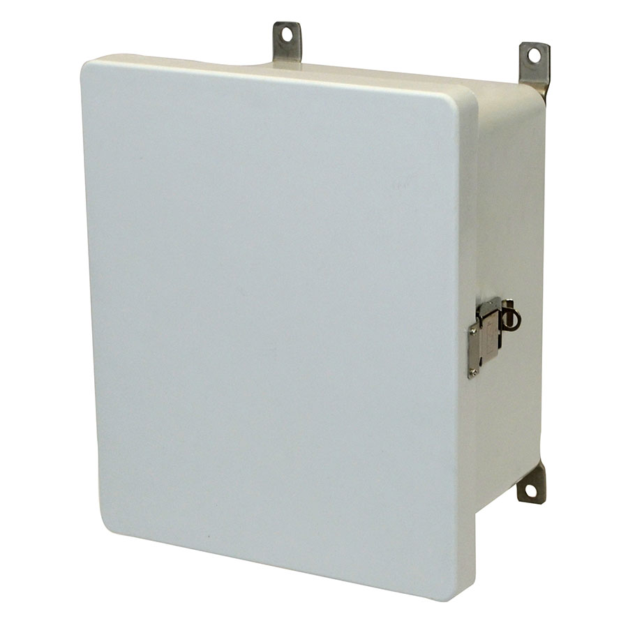 AM864L Fiberglass enclosure with hinged cover and snap latch
