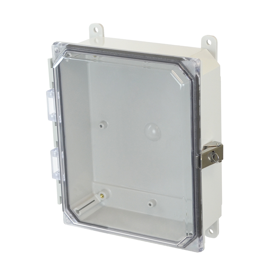 AMP1082CCL Polycarbonate enclosure with hinged clear cover and snap latch