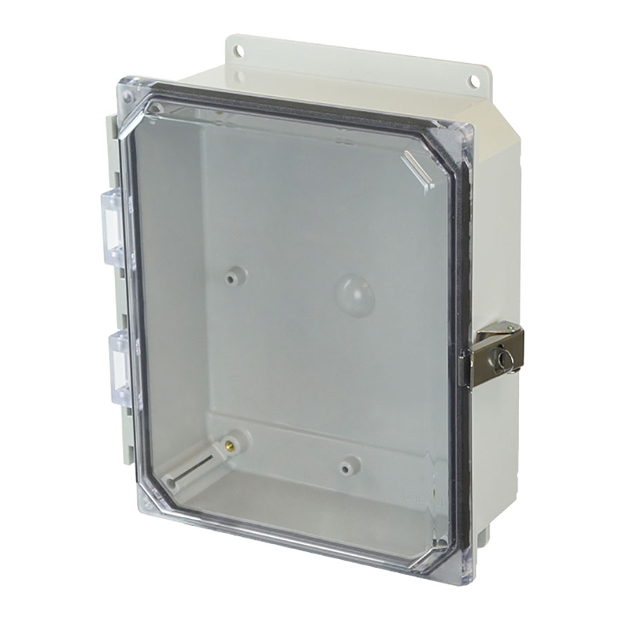 AMP1082CCLF Polycarbonate enclosure with hinged clear cover and snap latch