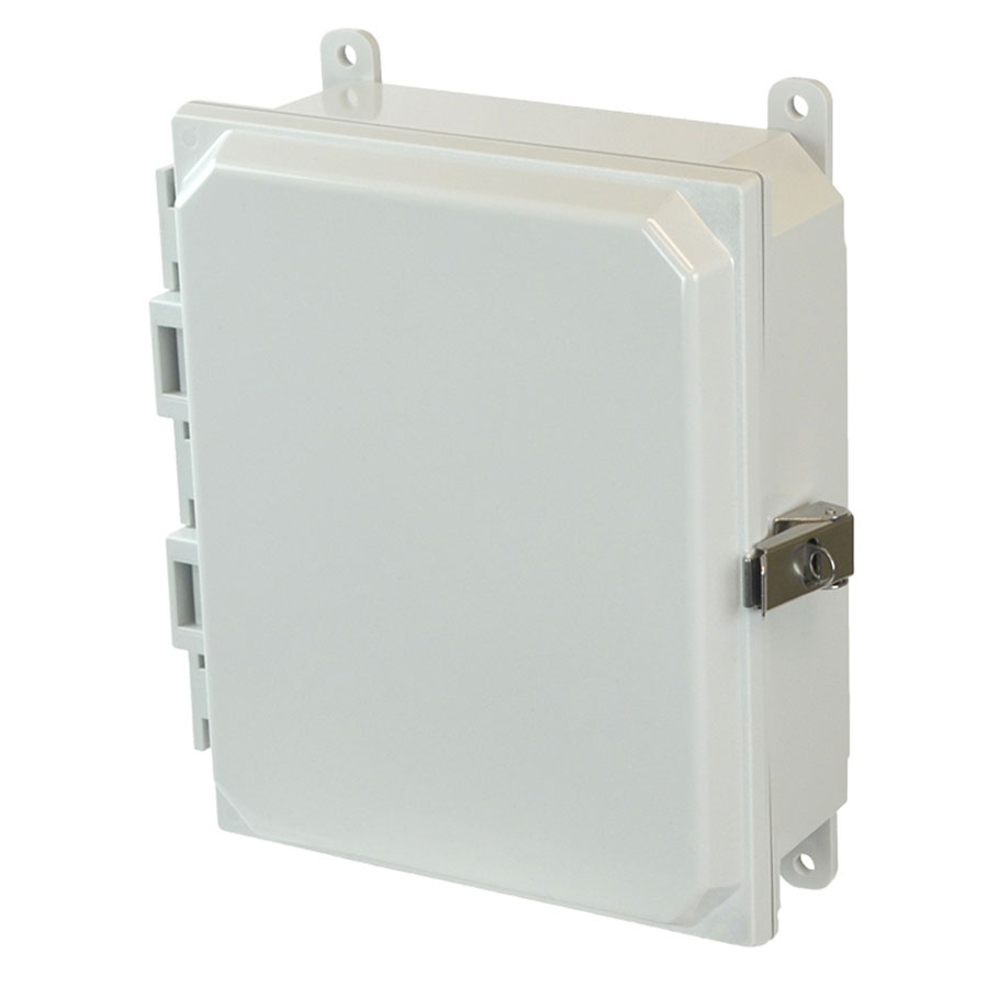 AMP1082L Polycarbonate enclosure with hinged cover and snap latch