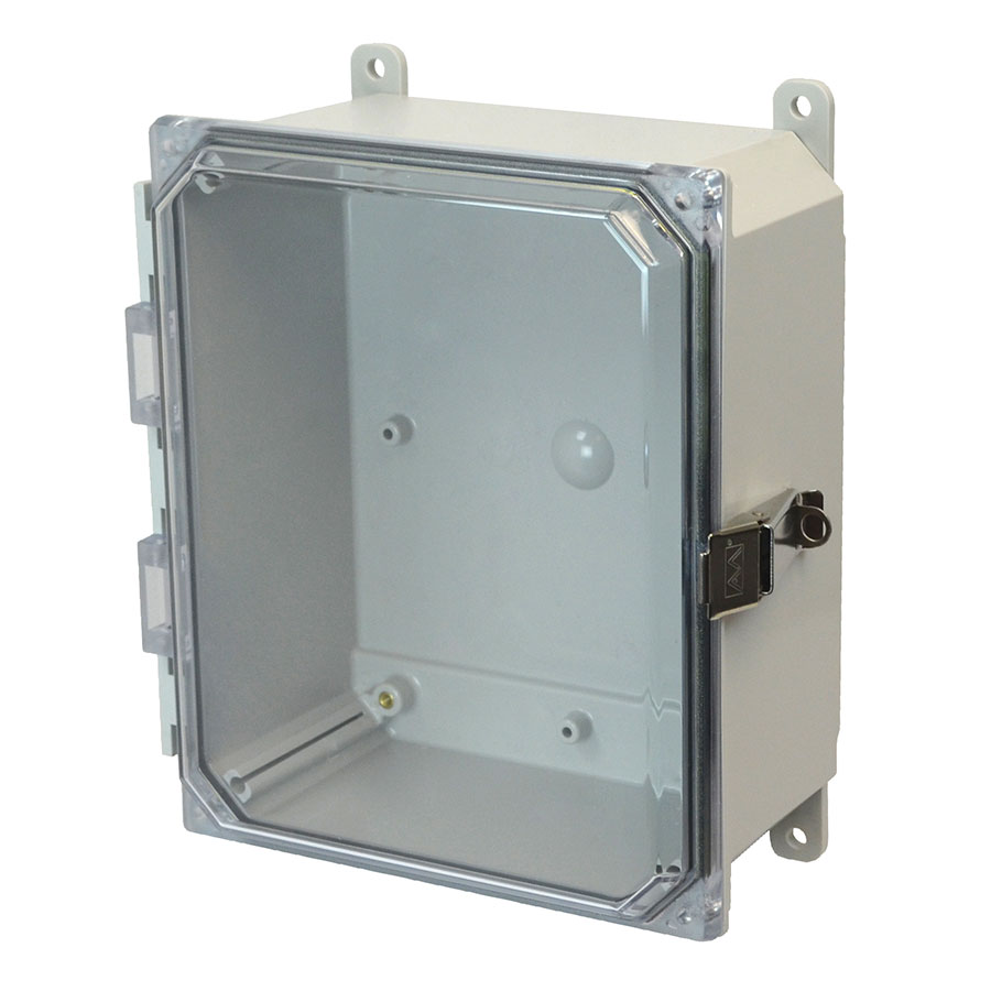 AMP1084CCL Polycarbonate enclosure with hinged clear cover and snap latch
