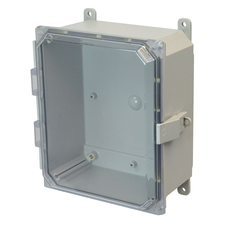 AMP1084CCNL Polycarbonate enclosure with hinged clear cover and nonmetal snap latch