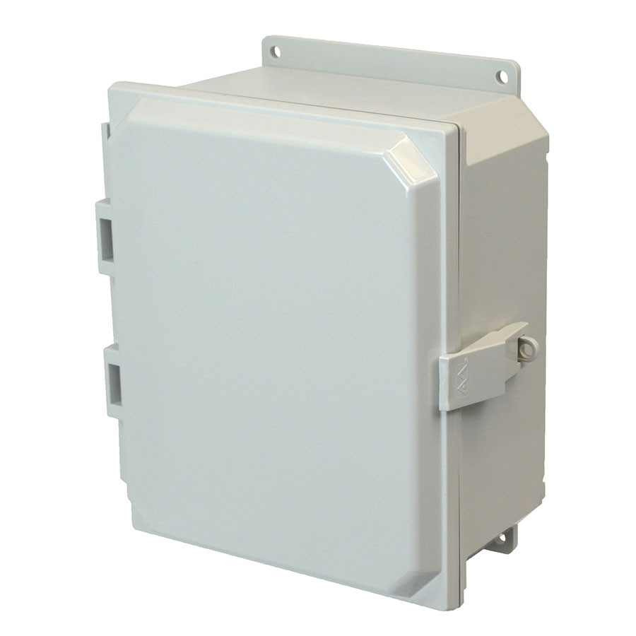 AMP1084NLF Polycarbonate enclosure with hinged cover and nonmetal snap latch