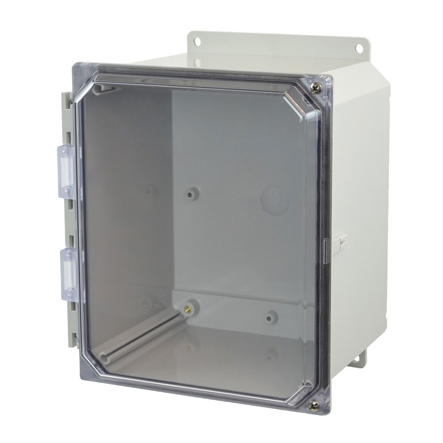 AMP1086CCHF Polycarbonate enclosure with 2screw hinged clear cover
