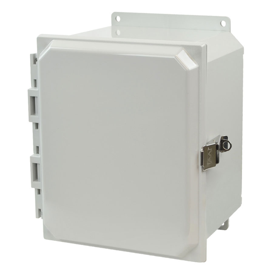 AMP1086LF Polycarbonate enclosure with hinged cover and snap latch
