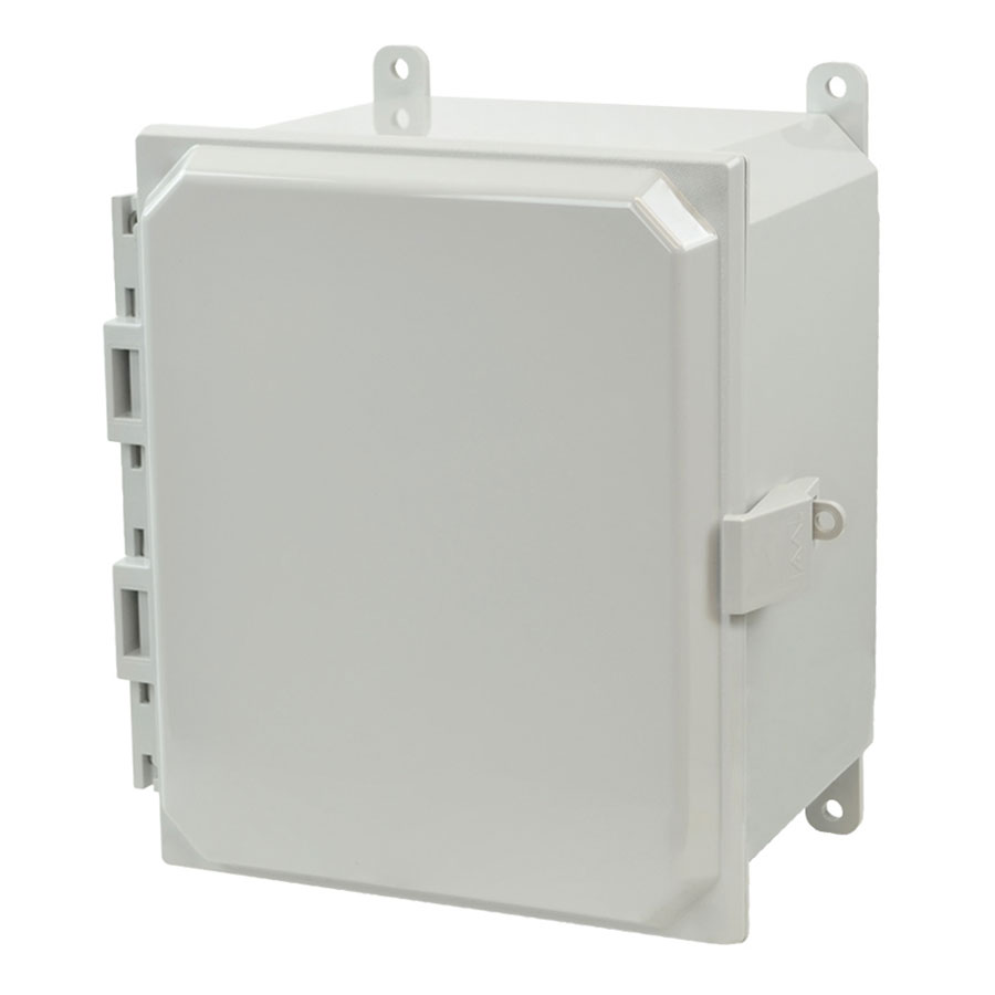 AMP1086NL Polycarbonate enclosure with hinged cover and nonmetal snap latch