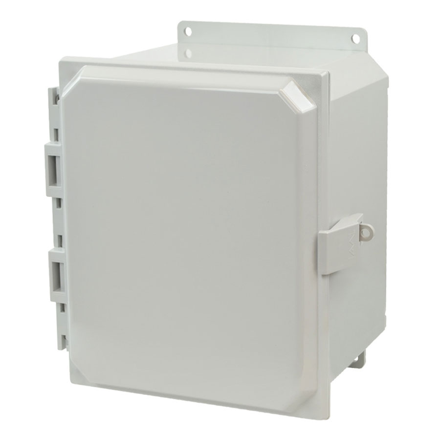 AMP1086NLF Polycarbonate enclosure with hinged cover and nonmetal snap latch