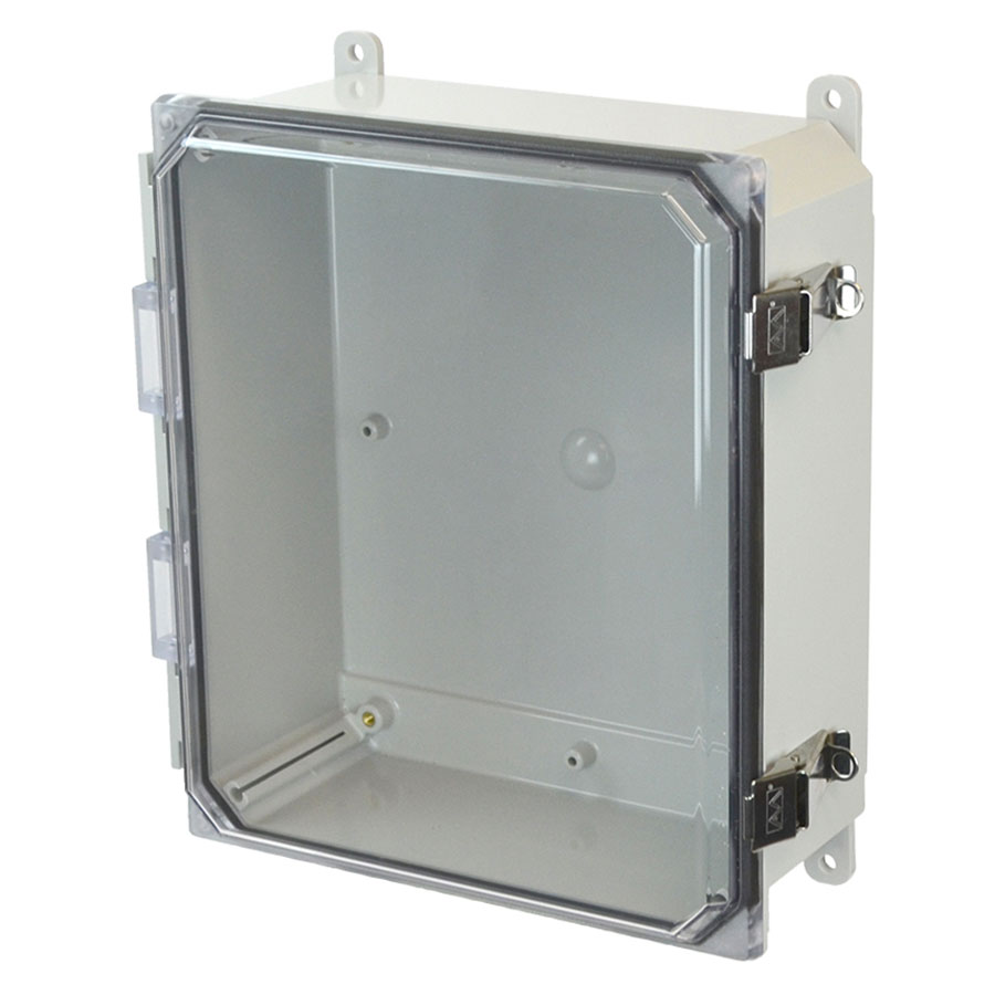AMP1204CCL Polycarbonate enclosure with hinged clear cover and snap latch