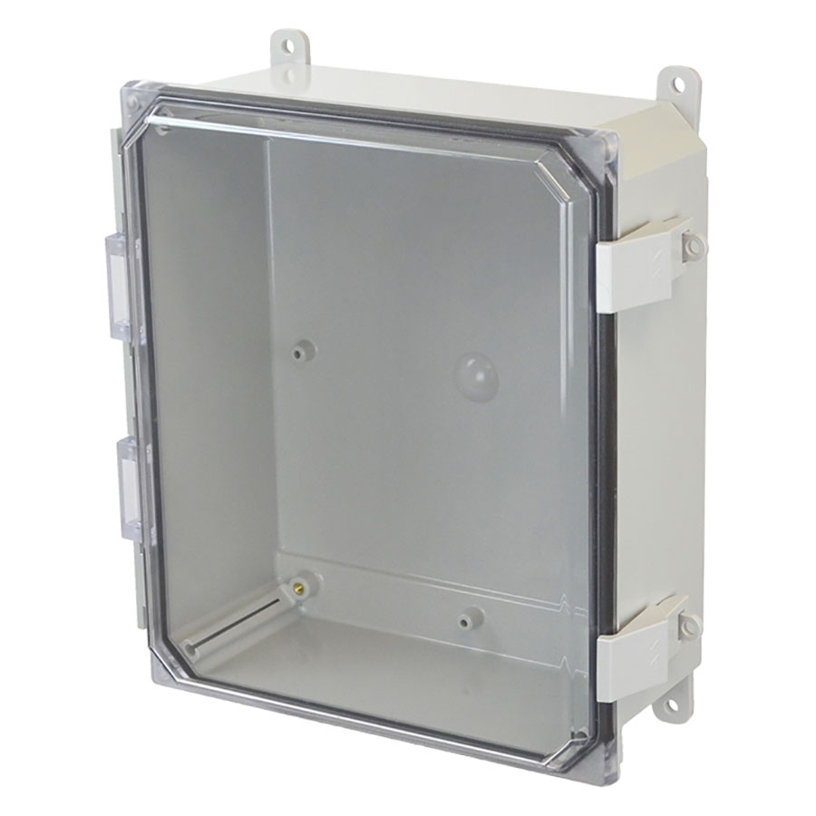 AMP1204CCNL Polycarbonate enclosure with hinged clear cover and nonmetal snap latch