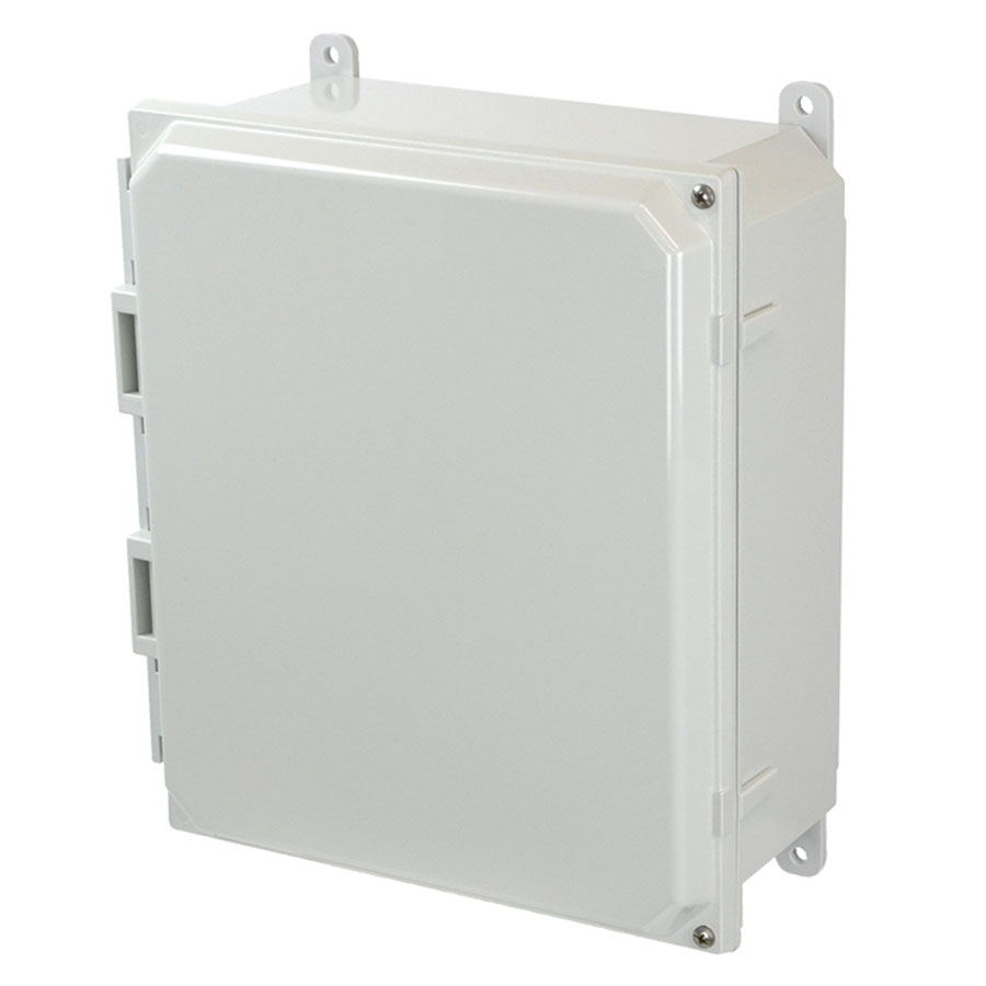 AMP1204H Polycarbonate enclosure with 2screw hinged cover
