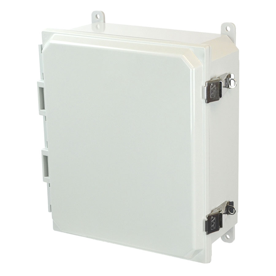 AMP1204L Polycarbonate enclosure with hinged cover and snap latch