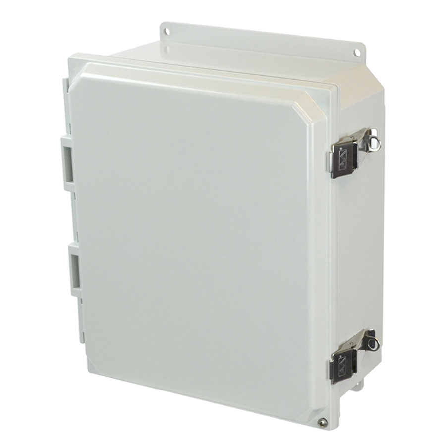 AMP1204LF Polycarbonate enclosure with hinged cover and snap latch