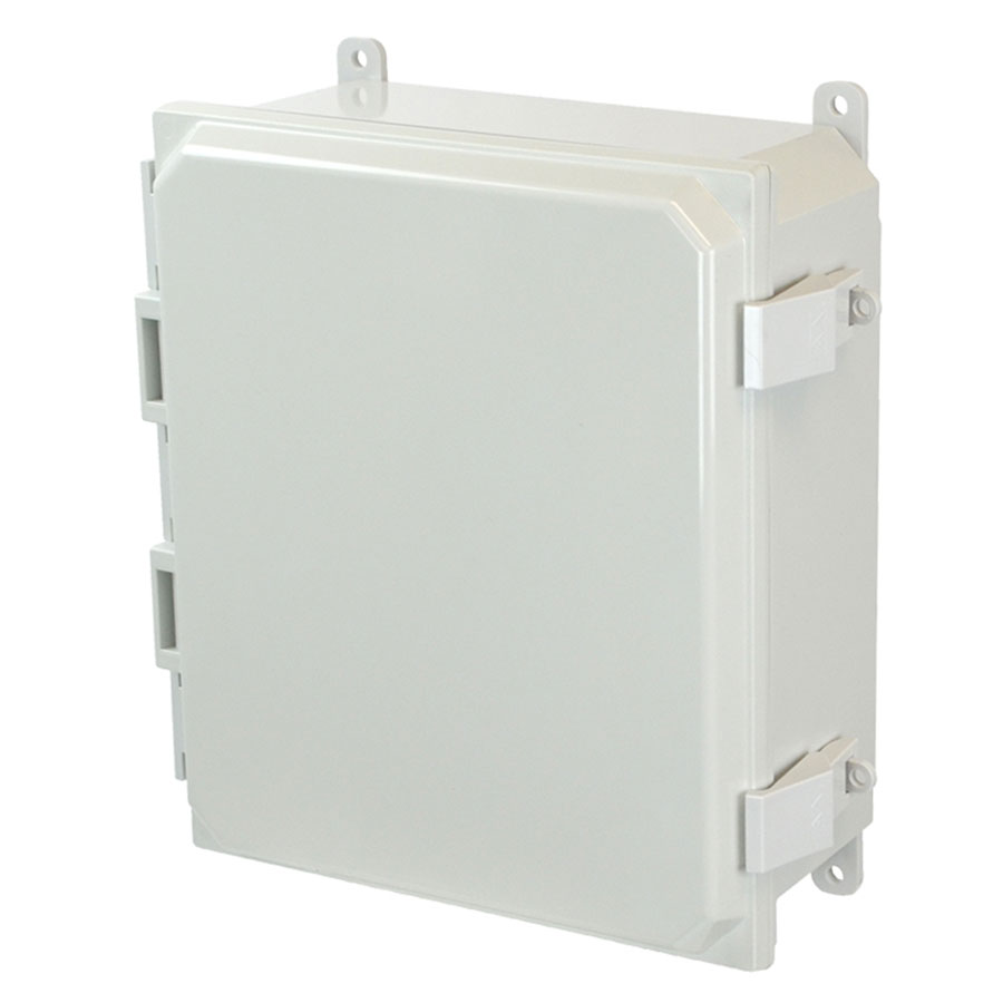 AMP1204NL Polycarbonate enclosure with hinged cover and nonmetal snap latch